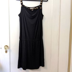 Michael Kors Black Dress with Studded Cowl Neck